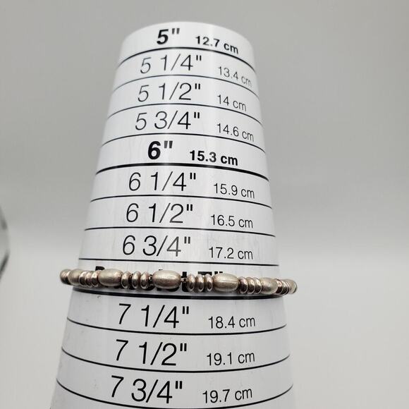 Sterling Silver Italy Bead Disc Coffee Bean Stations Bracelet Italy Vintage 7" - Picture 4 of 7